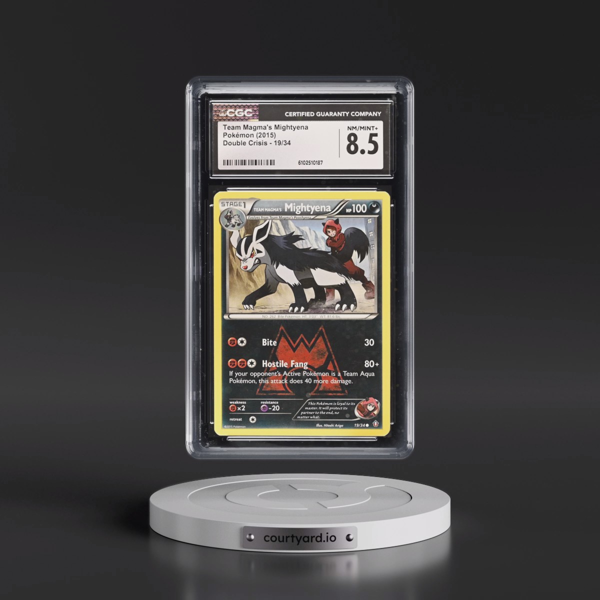 2015 Double Crisis #19/34 Team Magma's Mightyena (CGC 8.5 NM-MT+)