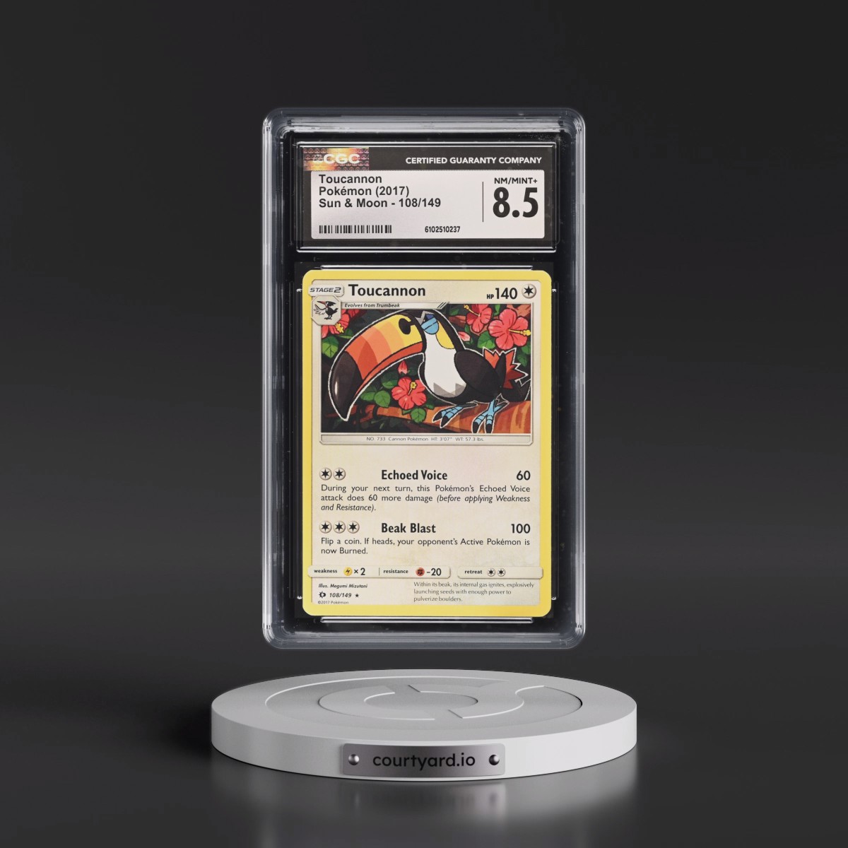 2017 Sun & Moon #108/149 Toucannon (CGC 8.5 NM-MT+)