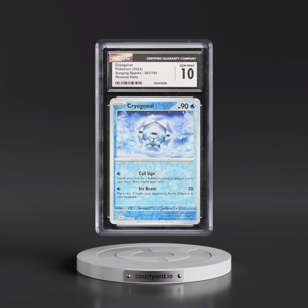 2024 Surging Sparks - SSP EN #047/191 Cryogonal - Reverse Holo (CGC 10 GEM MINT)