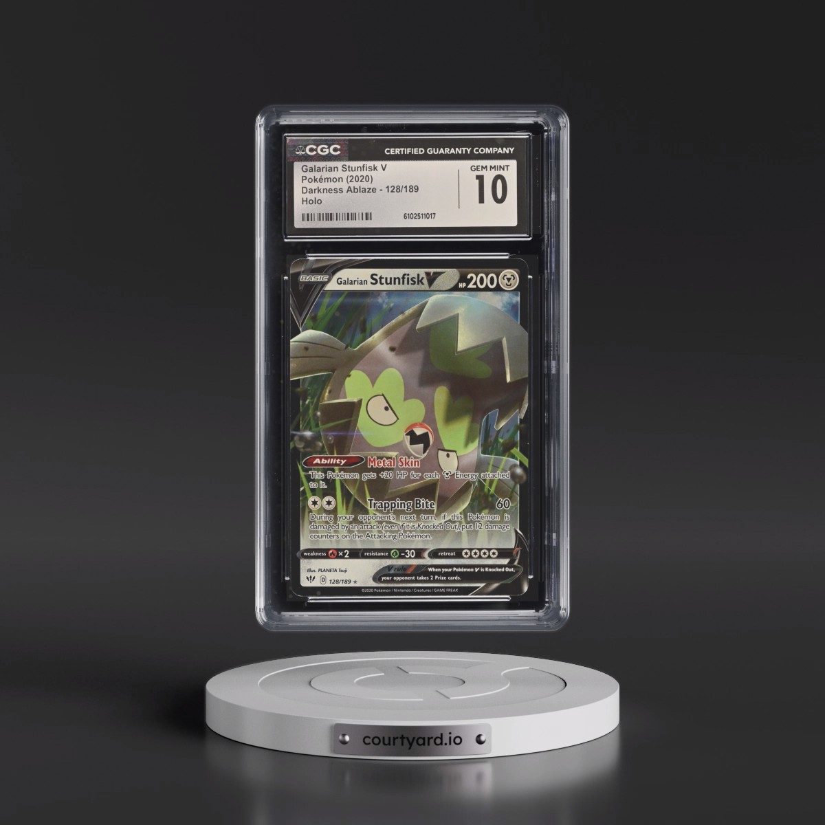 2020 Darkness Ablaze #128/189 Galarian Stunfisk V - Holo (CGC 10 GEM MINT)