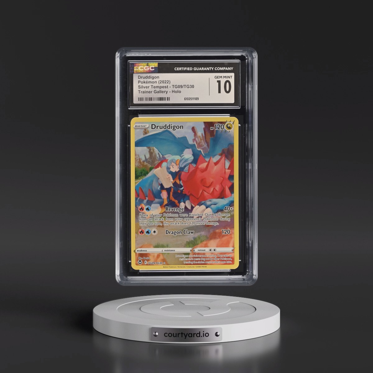 2022 Silver Tempest #TG09/TG30 Druddigon - Trainer Gallery Holo (CGC 10 GEM MINT)