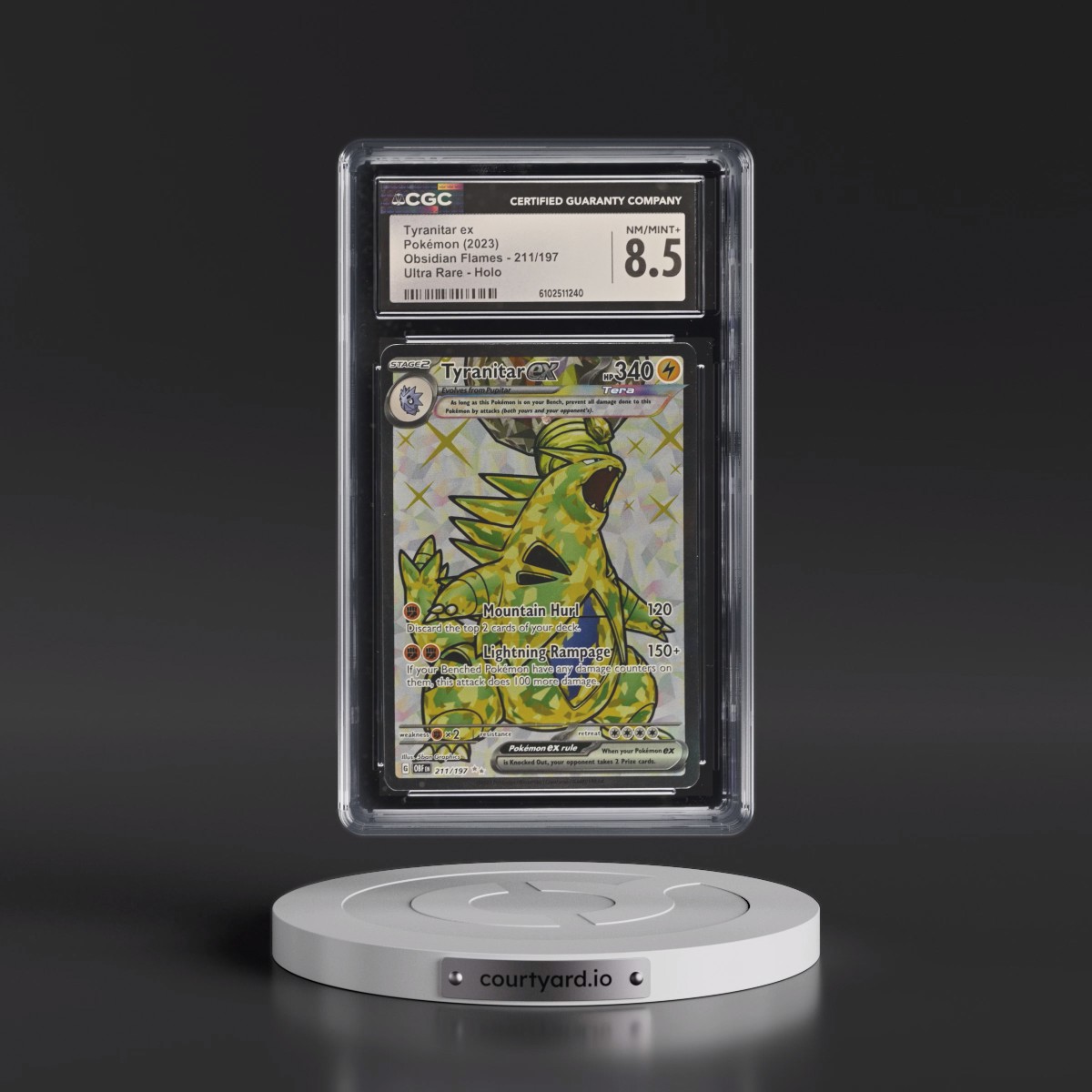 2023 Obsidian Flames - OBF EN #211/197 Tyranitar ex - Ultra Rare Holo (CGC 8.5 NM-MT+)