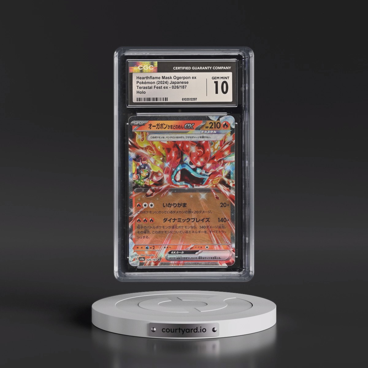 2024 High Class Pack: Terastal Fest ex - sv8a #026/187 Hearthflame Mask Ogerpon ex - Holo (CGC 10 GEM MINT)