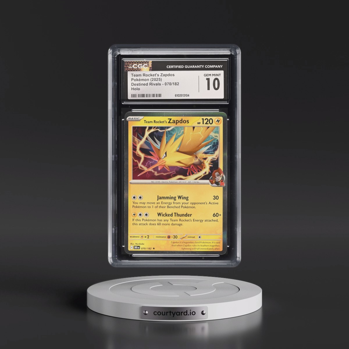 2025 Pokémon Dri EN-Destined Rivals #070 Team Rocket's Zapdos (CGC 10 GEM MINT)