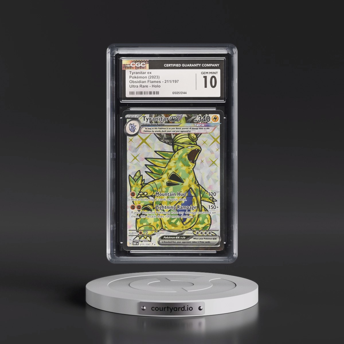 2023 Obsidian Flames - OBF EN #211/197 Tyranitar ex - Ultra Rare Holo (CGC 10 GEM MINT)