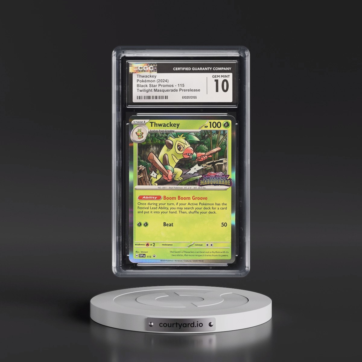 2023 Black Star Promos - Scarlet & Violet SVP EN #115 Thwackey - Twilight Masquerade Prerelease (Holo) (CGC 10 GEM MINT)