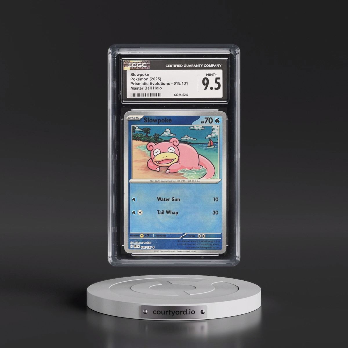 2025 Pokémon Pre EN-Prismatic Evolutions #018 Slowpoke - Reverse Holo Master Ball (CGC 9.5 MINT+)