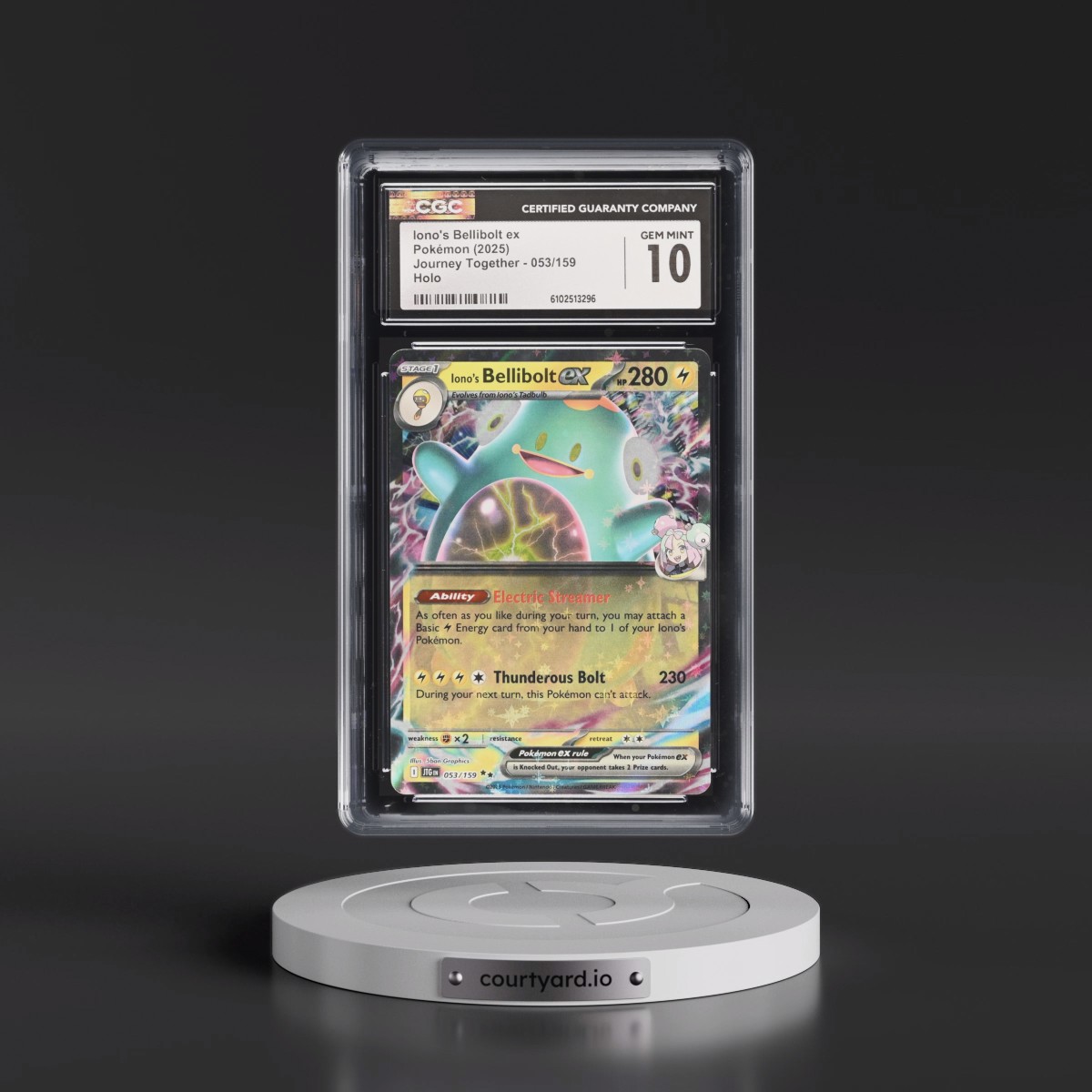 2025 Pokémon Jtg EN-Journey Together #053 Iono's Bellibolt EX - Holo (CGC 10 GEM MINT)