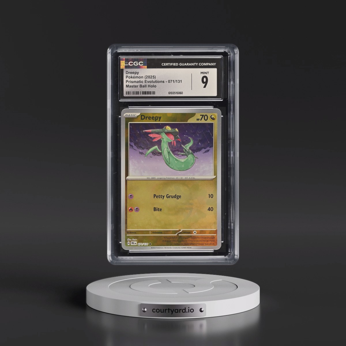 2025 Pokémon Pre EN-Prismatic Evolutions #071 Dreepy - Reverse Holo Master Ball (CGC 9 MINT)