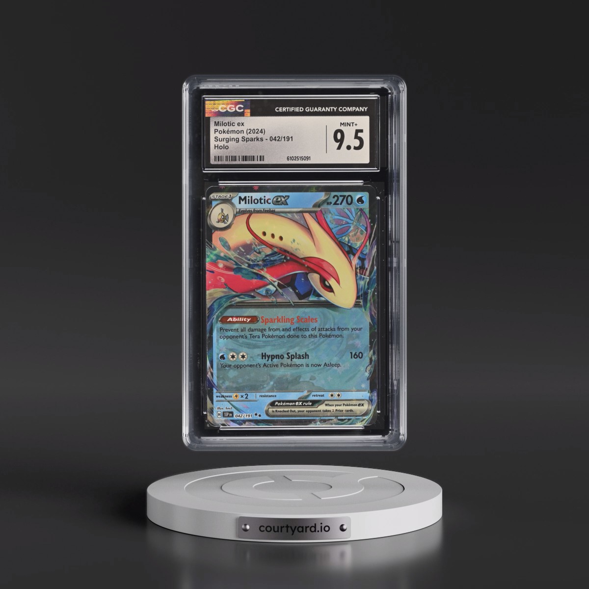 2024 Pokémon Ssp EN-Surging Sparks #042 Milotic EX - Holo (CGC 9.5 MINT+)