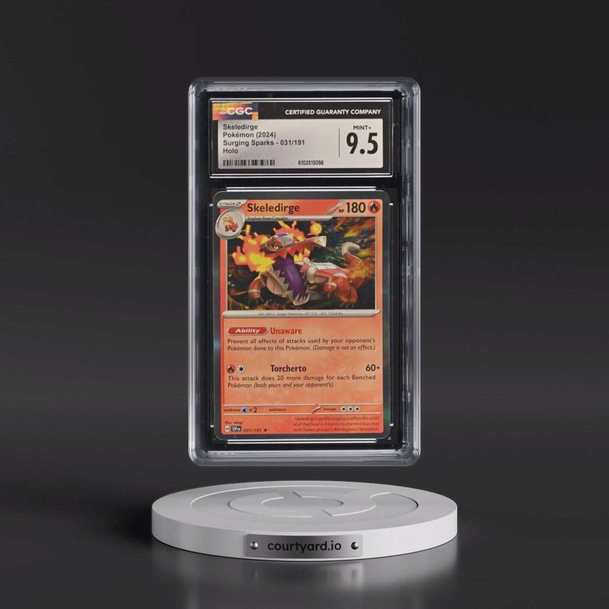 2024 Surging Sparks - SSP EN #031/191 Skeledirge - Holo (CGC 9.5 MINT+)