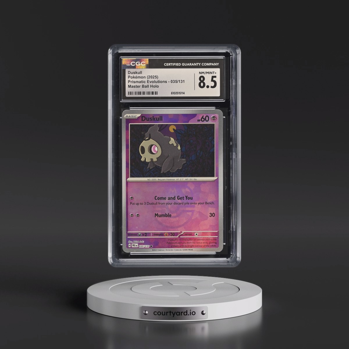 2025 Pokémon Pre EN-Prismatic Evolutions #035 Duskull - Reverse Holo Master Ball (CGC 8.5 NM-MT+)