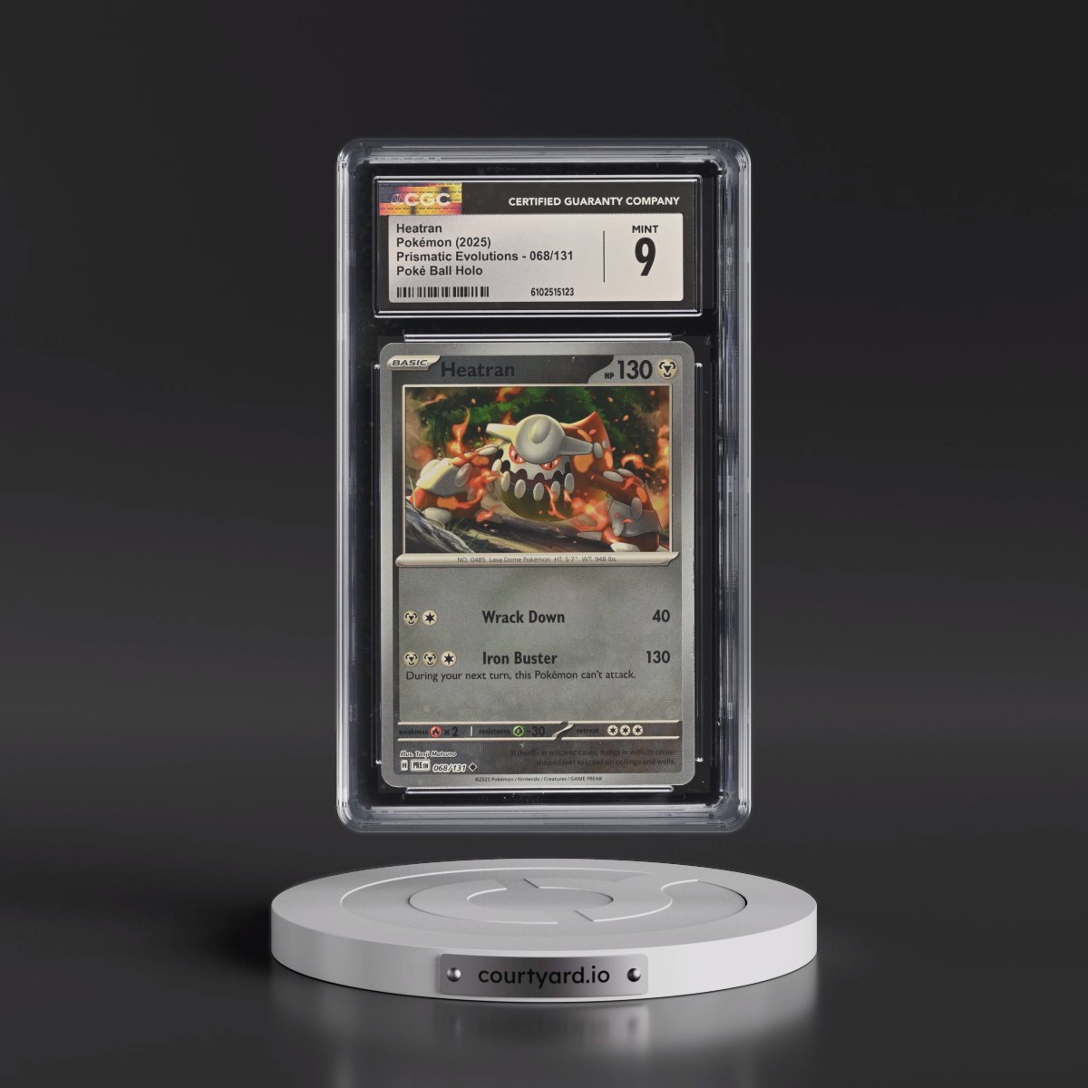 2025 Pokémon Pre EN-Prismatic Evolutions #068 Heatran - Reverse Holo Poke Ball (CGC 9 MINT)