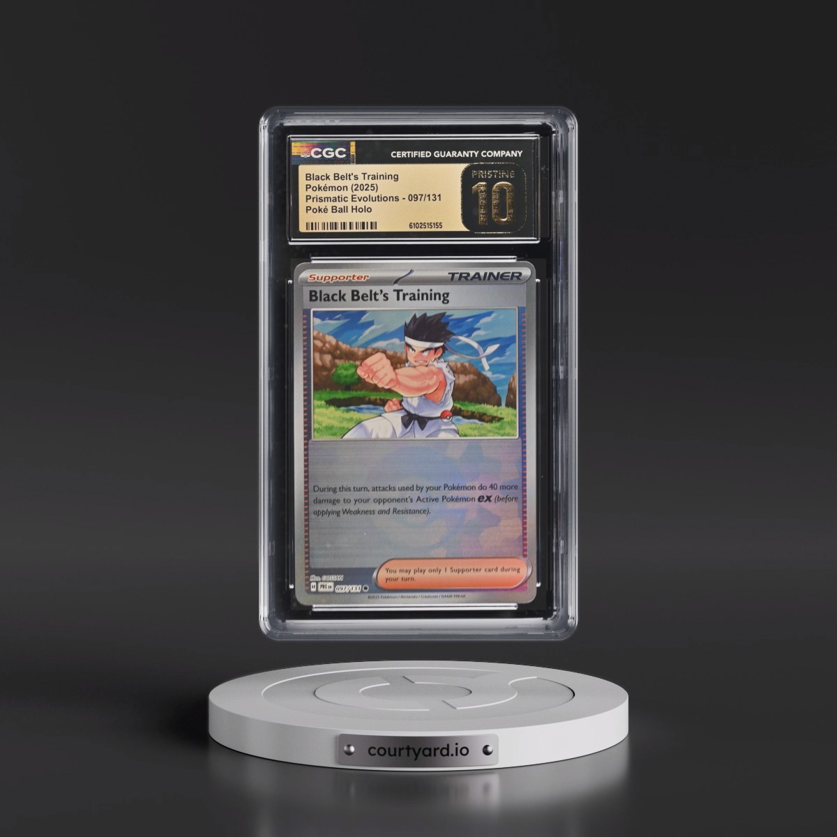 2024 Prismatic Evolutions - PRE EN #097/131 Black Belt's Training - Poké Ball Holo (CGC 10 PRISTINE)