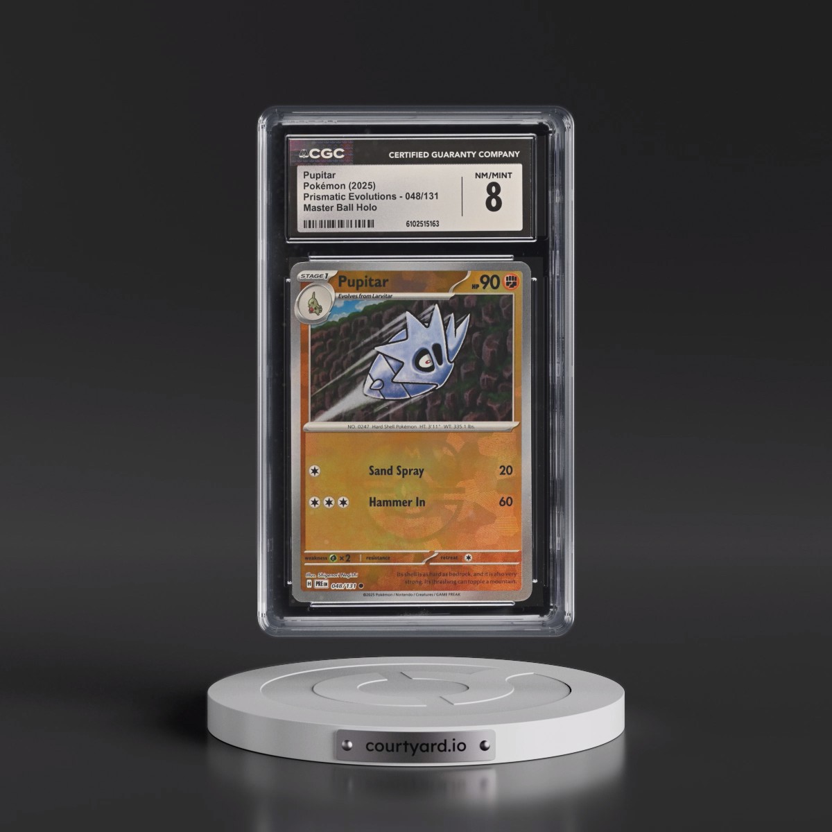 2025 Pokémon Pre EN-Prismatic Evolutions #048 Pupitar - Reverse Holo Master Ball (CGC 8 NM-MT)
