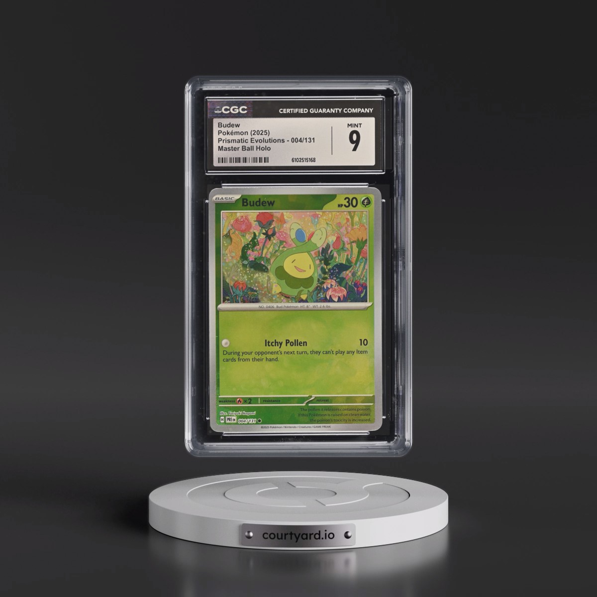 2025 Prismatic Evolutions - PRE EN #004/131 Budew - Master Ball Holo (CGC 9 MINT)