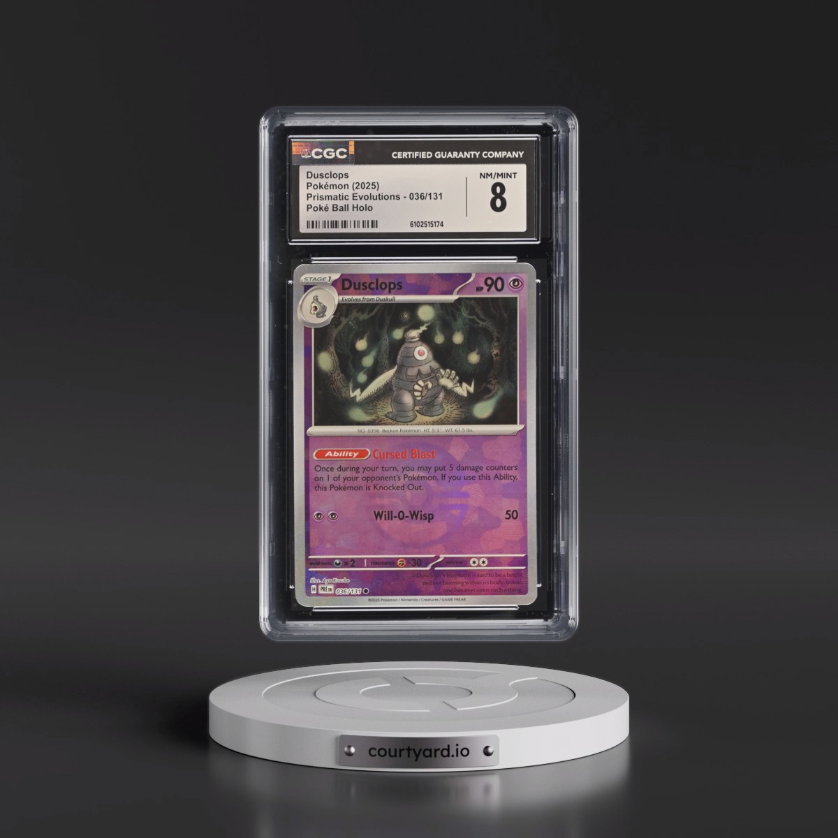 2024 Prismatic Evolutions - PRE EN #036/131 Dusclops - Poké Ball Holo (CGC 8 NM-MT)