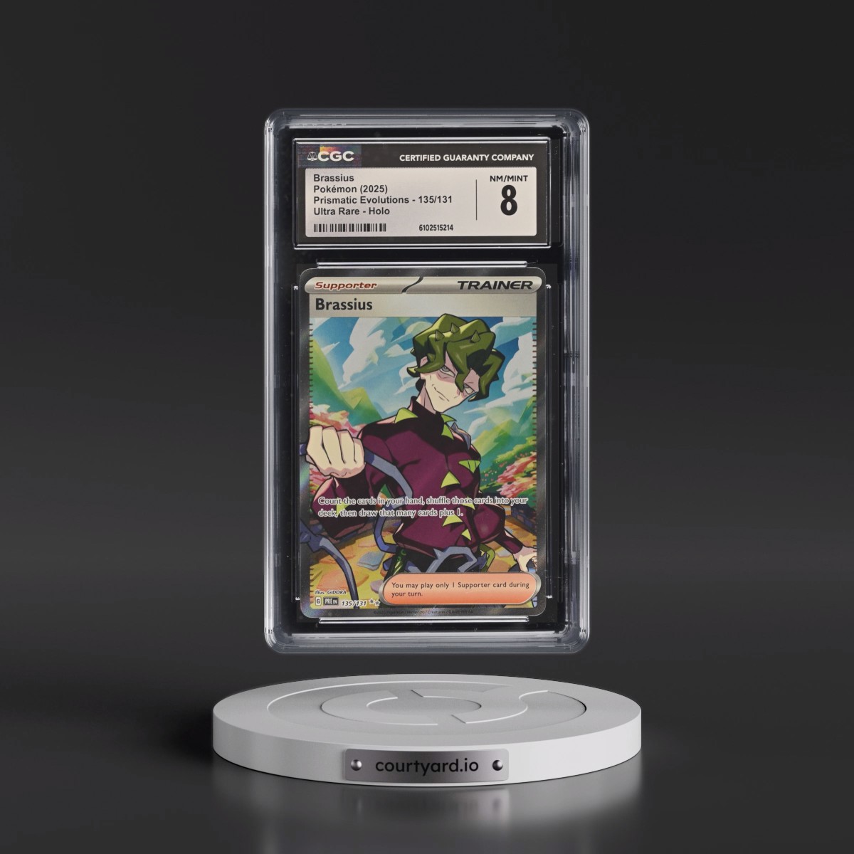 2025 Prismatic Evolutions - PRE EN #135/131 Brassius - Ultra Rare Holo (CGC 8 NM-MT)