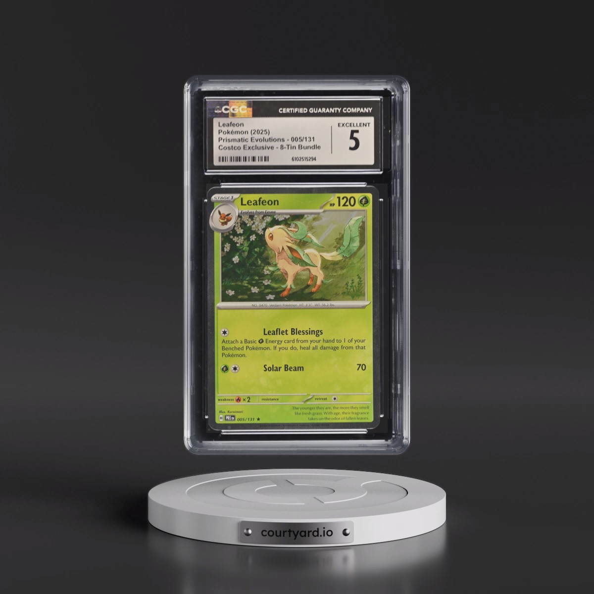 2024 Prismatic Evolutions - PRE EN #005/131 Leafeon - (Cosmos Holo) Costco Exclusive 8-Tin Bundle (CGC 5 EX)