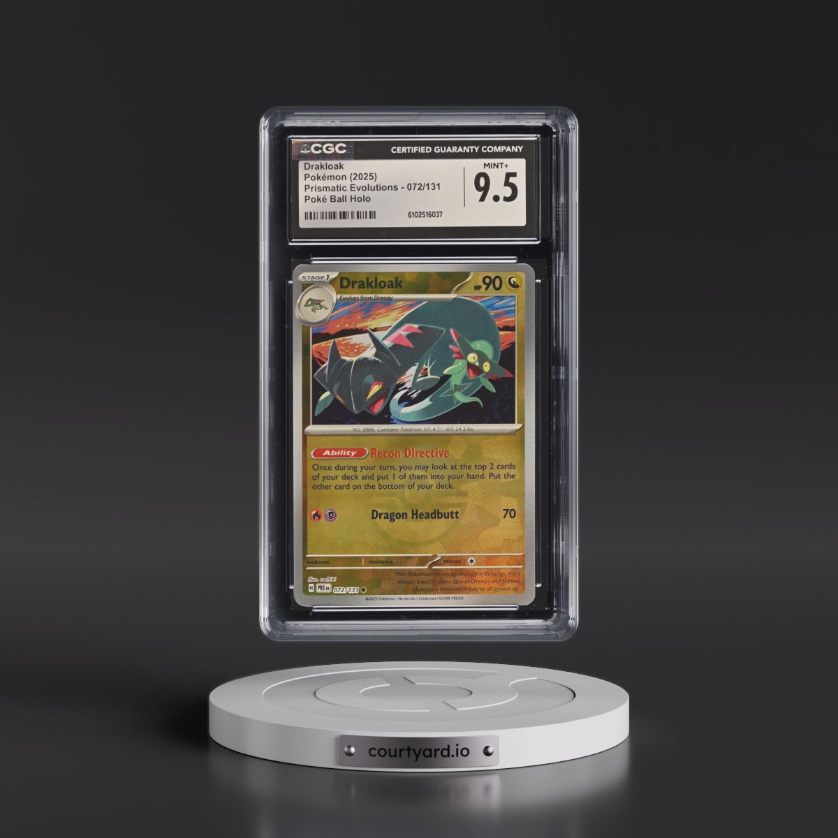2024 Prismatic Evolutions - PRE EN #072/131 Drakloak - Poké Ball Holo (CGC 9.5 MINT+)