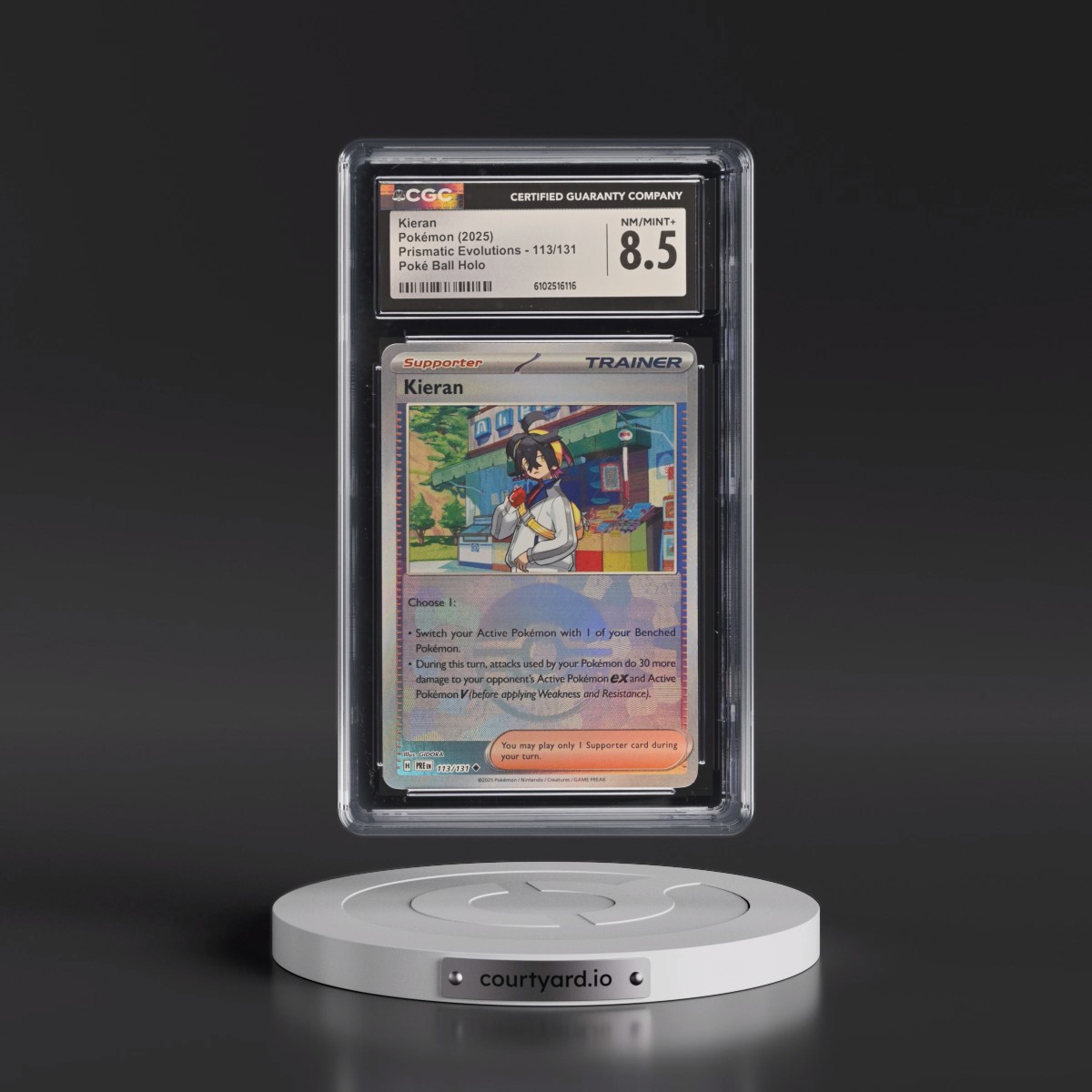 2025 Prismatic Evolutions - PRE EN #113/131 Kieran - Poké Ball Holo (CGC 8.5 NM-MT+)