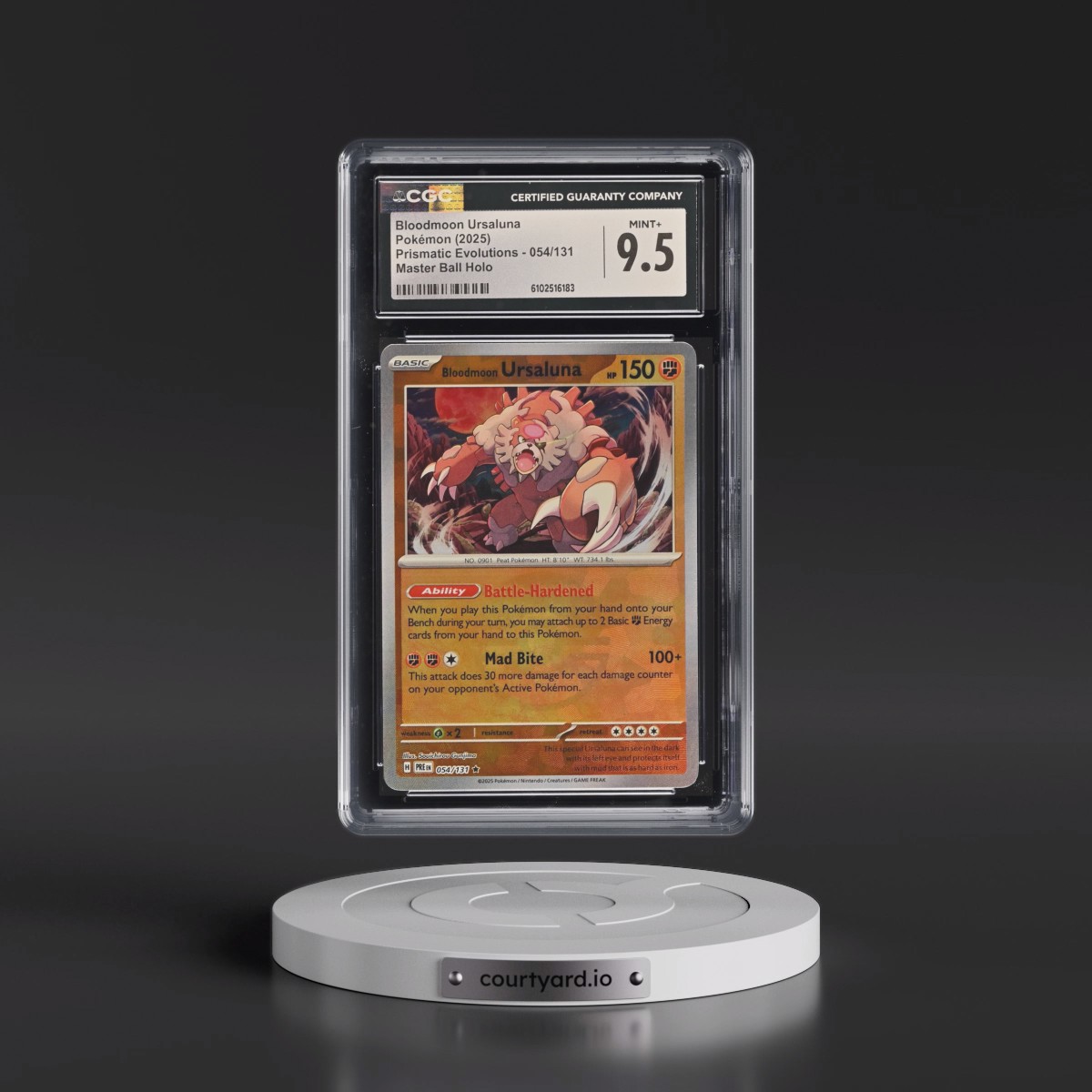 2025 Prismatic Evolutions - PRE EN #054/131 Bloodmoon Ursaluna - Master Ball Holo (CGC 9.5 MINT+)