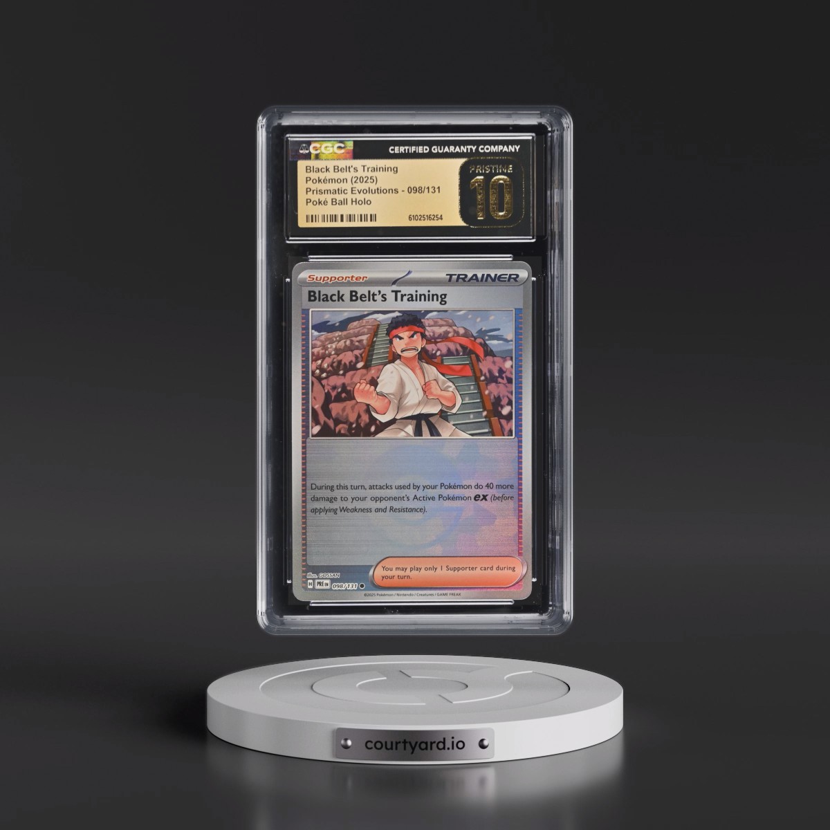2024 Prismatic Evolutions - PRE EN #098/131 Black Belt's Training - Poké Ball Holo (CGC 10 PRISTINE)