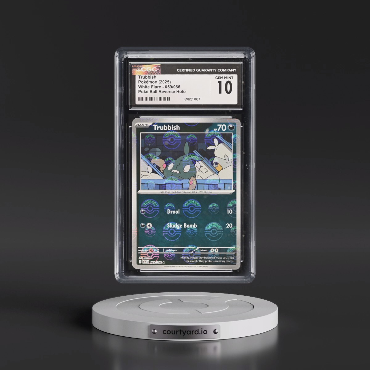 2025 White Flare - WHT EN #059/086 Trubbish - Reverse Holo Poké Ball (CGC 10 GEM MINT)