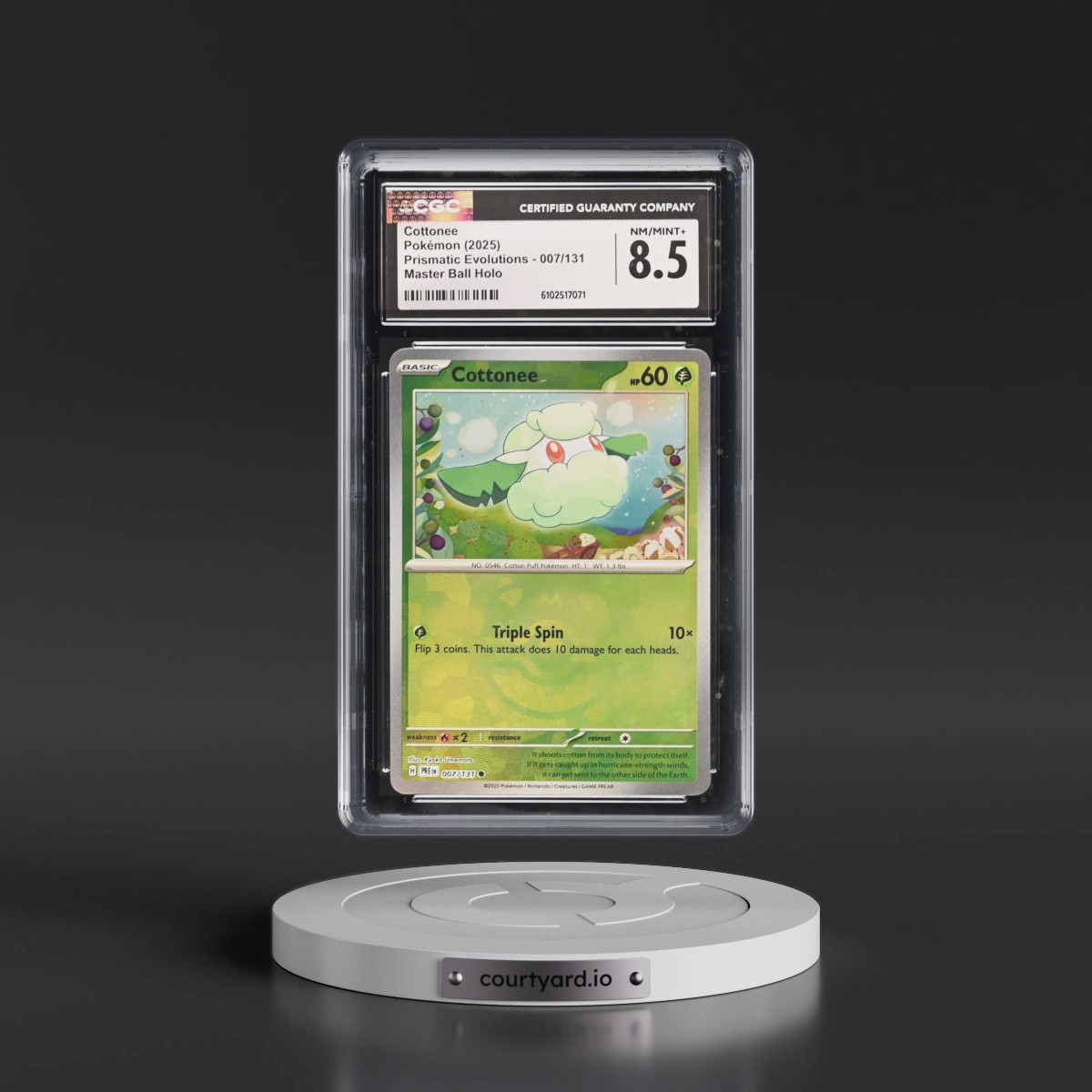 2025 Pokémon Pre EN-Prismatic Evolutions #007 Cottonee - Reverse Holo Master Ball (CGC 8.5 NM-MT+)