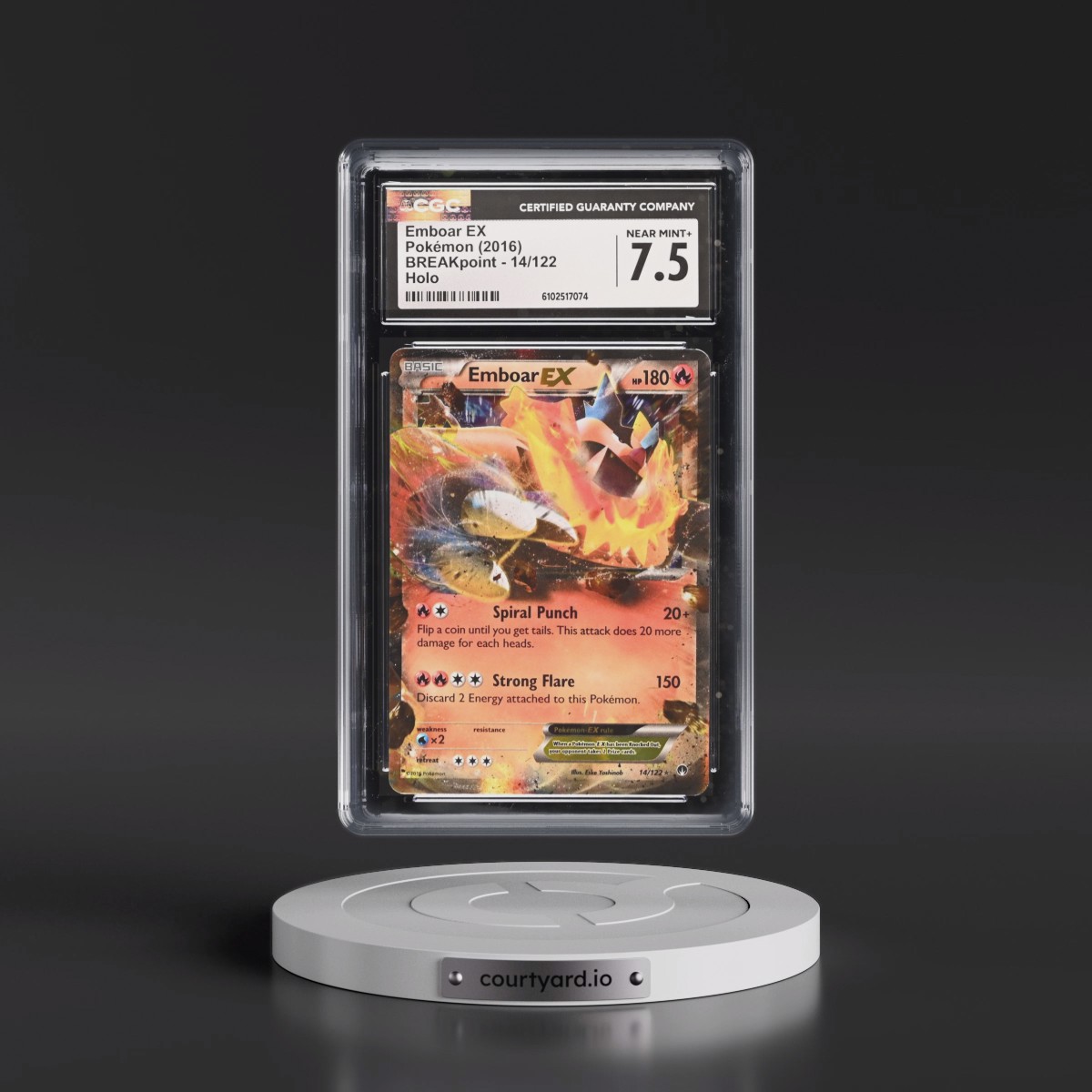 2016 BREAKpoint #14/122 Emboar EX - Holo (CGC 7.5 NM+)