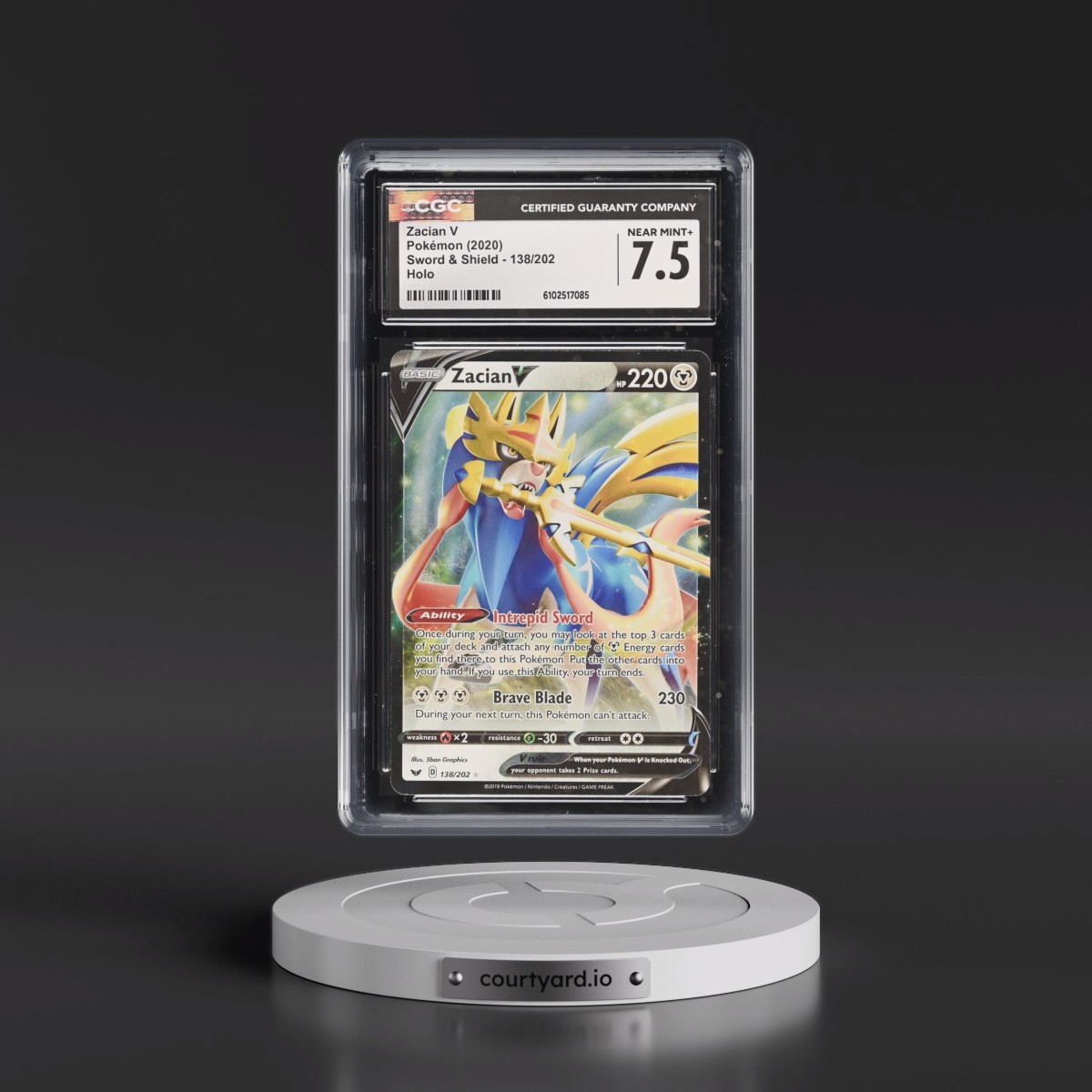 2020 Sword & Shield #138/202 Zacian V - Holo (CGC 7.5 NM+)