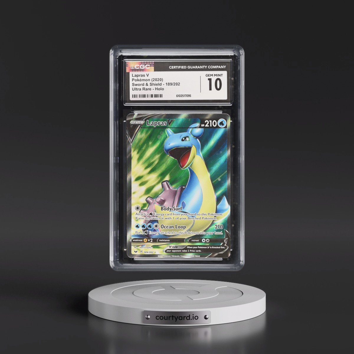 2020 Sword & Shield #189/202 Lapras V - Holo (CGC 10 GEM MINT)