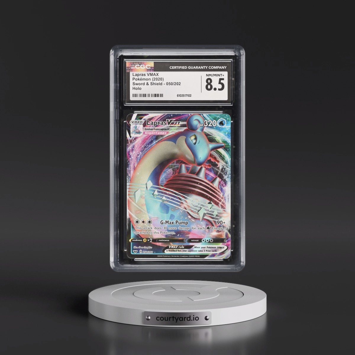 2020 Sword & Shield #050/202 Lapras VMAX - Holo (CGC 8.5 NM-MT+)