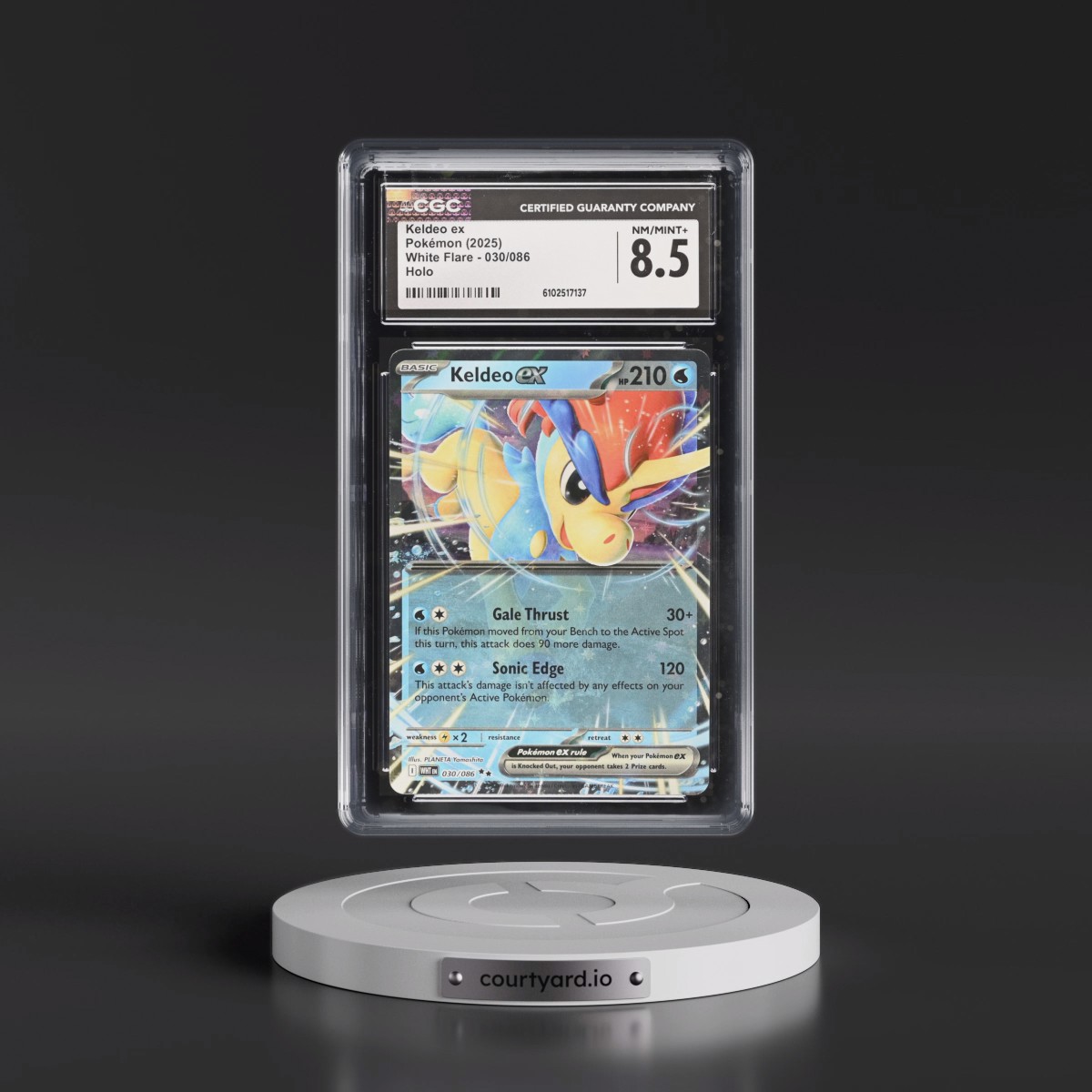 2025 Pokémon Wht EN-White Flare #030 Keldeo EX - Holo (CGC 8.5 NM-MT+)