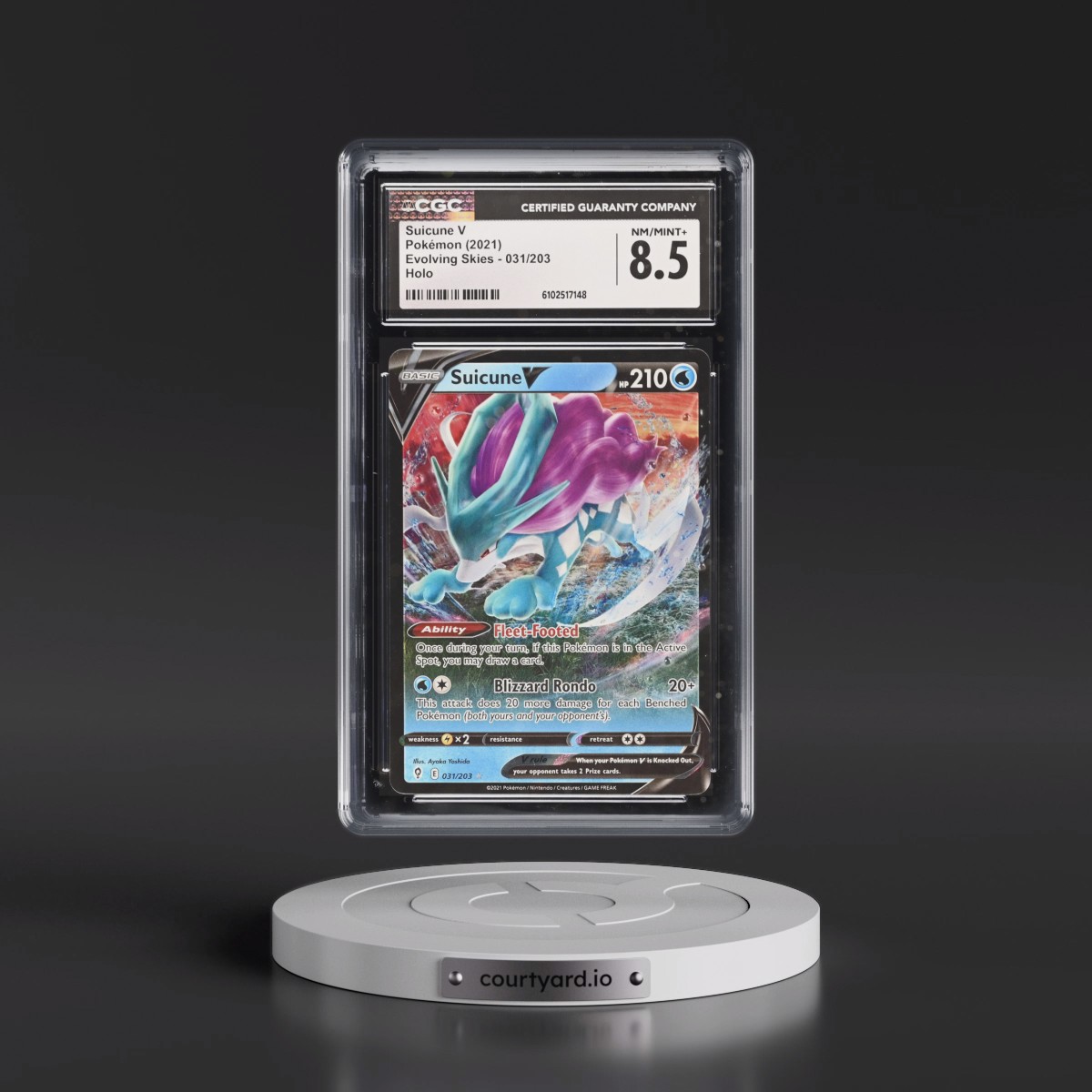 2021 Evolving Skies Suicune V - Holo #031/203 CGC 8.5