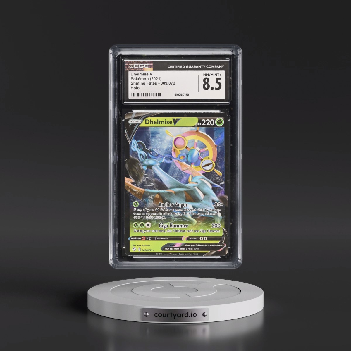 2021 Shining Fates #009/072 Dhelmise V - Holo (CGC 8.5 NM-MT+)