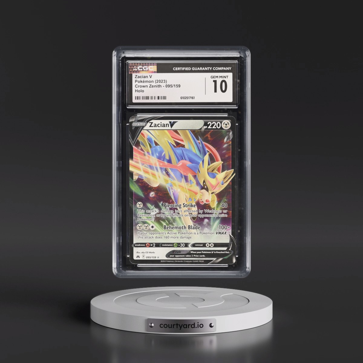 2023 Crown Zenith #095/159 Zacian V - Holo (CGC 10 GEM MINT)