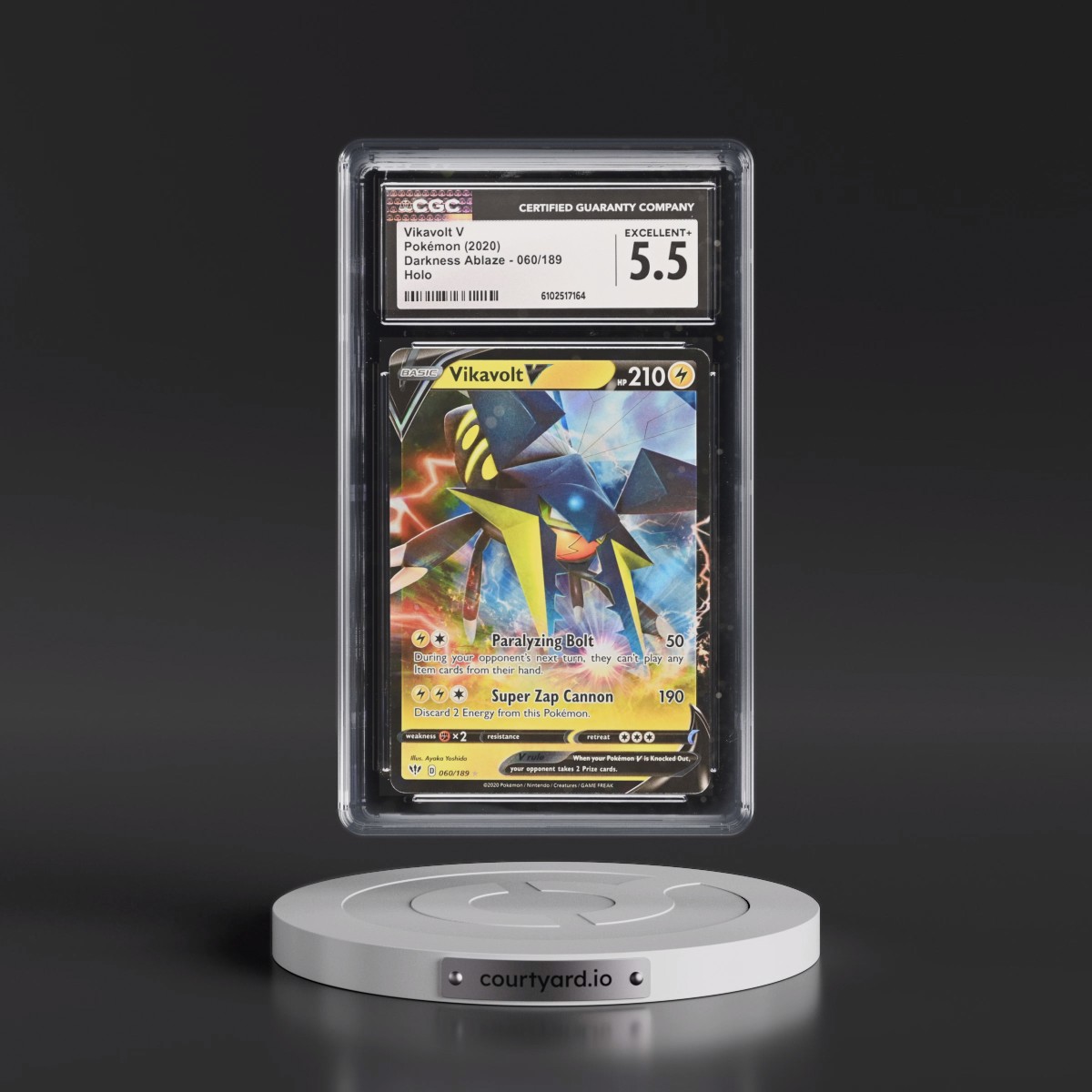 2020 Darkness Ablaze #060/189 Vikavolt V - Holo (CGC 5.5 EX+)