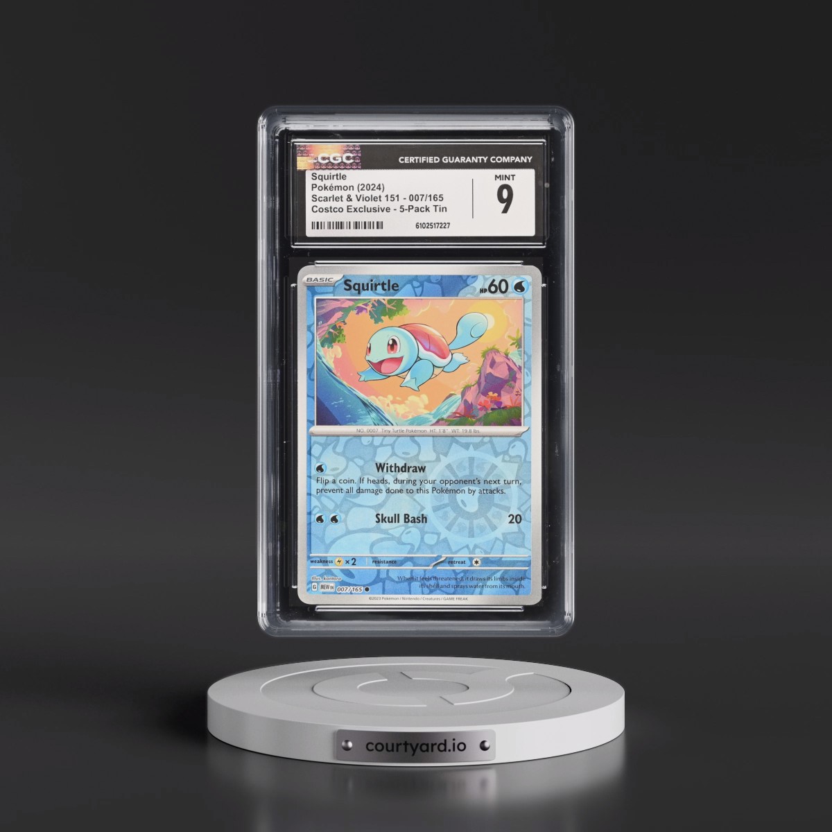 2024 Pokémon Mew EN-151 #007 Squirtle - 151 5-Pack Mini Tins (CGC 9 MINT)