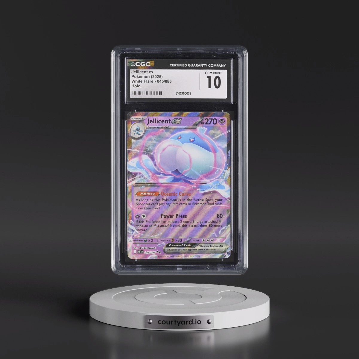 2025 White Flare - WHT EN #045/086 Jellicent ex - Holo (CGC 10 GEM MINT)