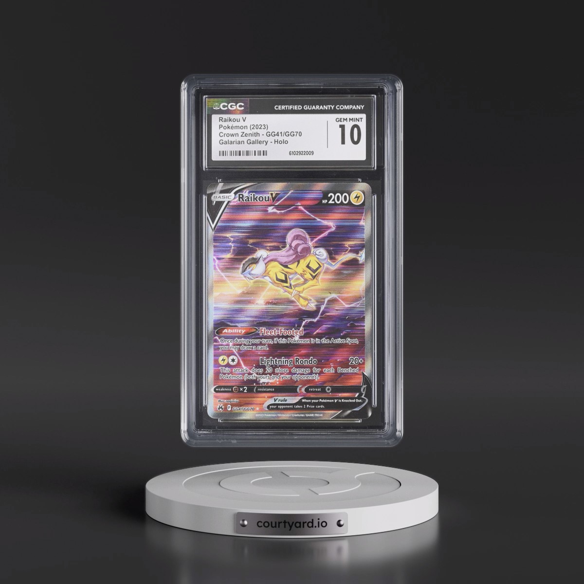 2023 Crown Zenith #GG41/GG70 Raikou V - Galarian Gallery Holo (CGC 10 GEM MINT)