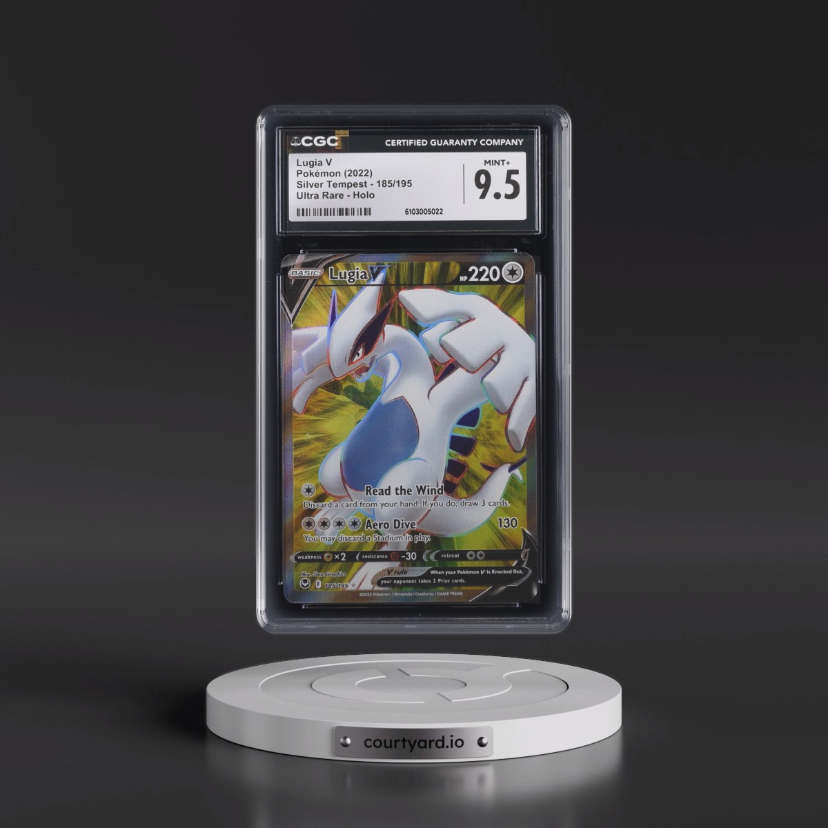 2022 Silver Tempest #185/195 Lugia V - Ultra Rare Holo (CGC 9.5 MINT+)