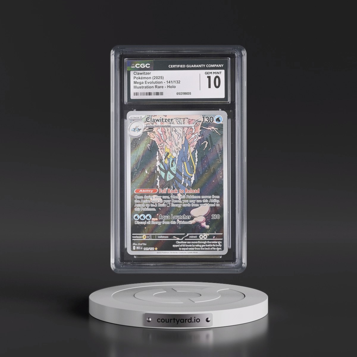 2025 Mega Evolution - MEG EN #141/132 Clawitzer - Illustration Rare Holo (CGC 10 GEM MINT)