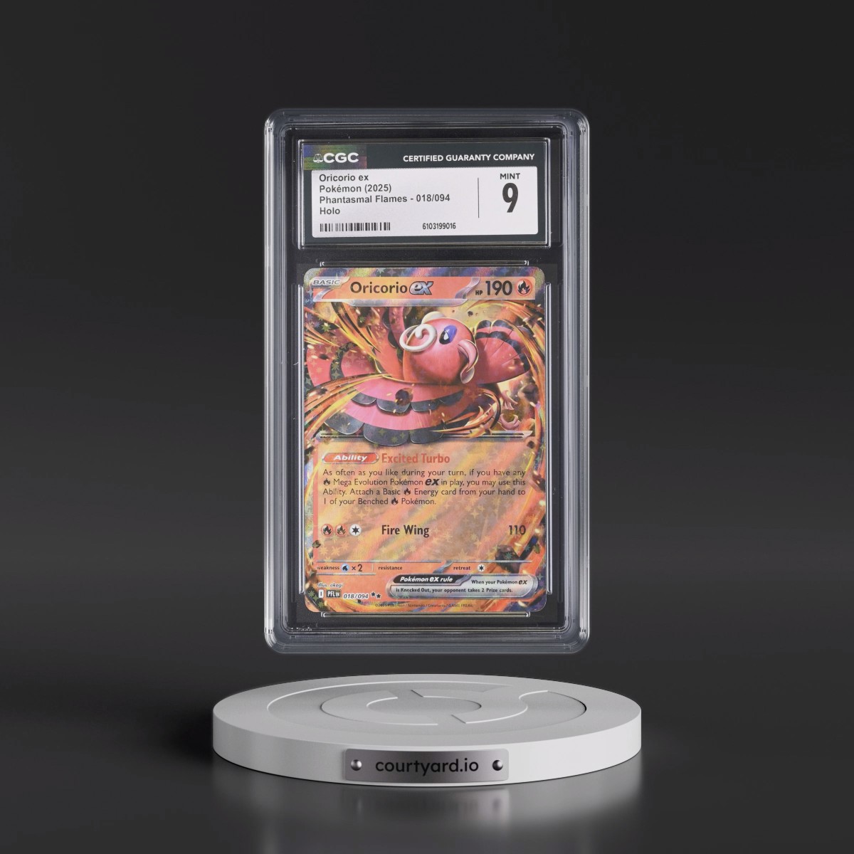 2025 Phantasmal Flames - PFL EN #018/094 Oricorio ex - Holo (CGC 9 MINT)