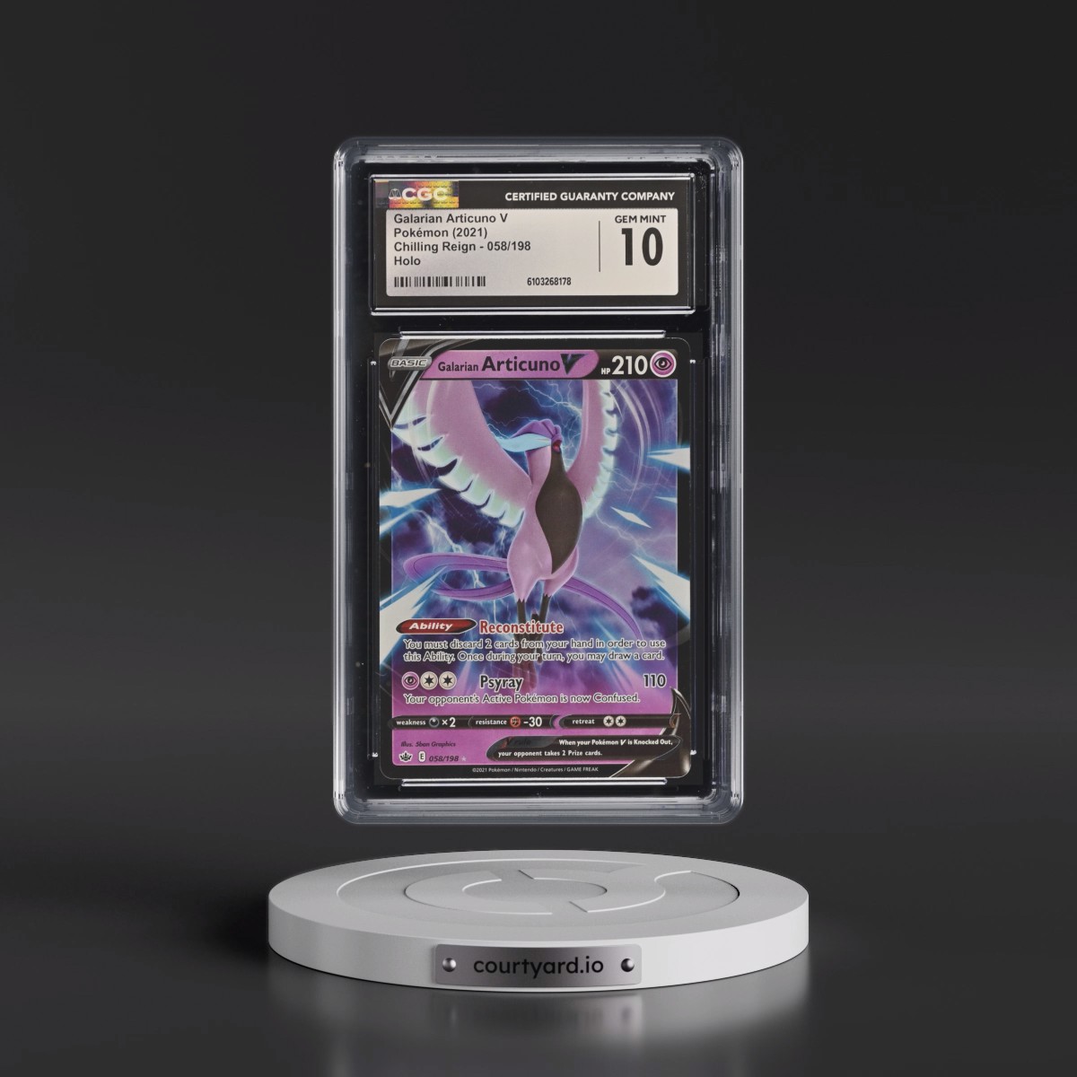 2021 Chilling Reign #058/198 Galarian Articuno V - Holo (CGC 10 GEM MINT)