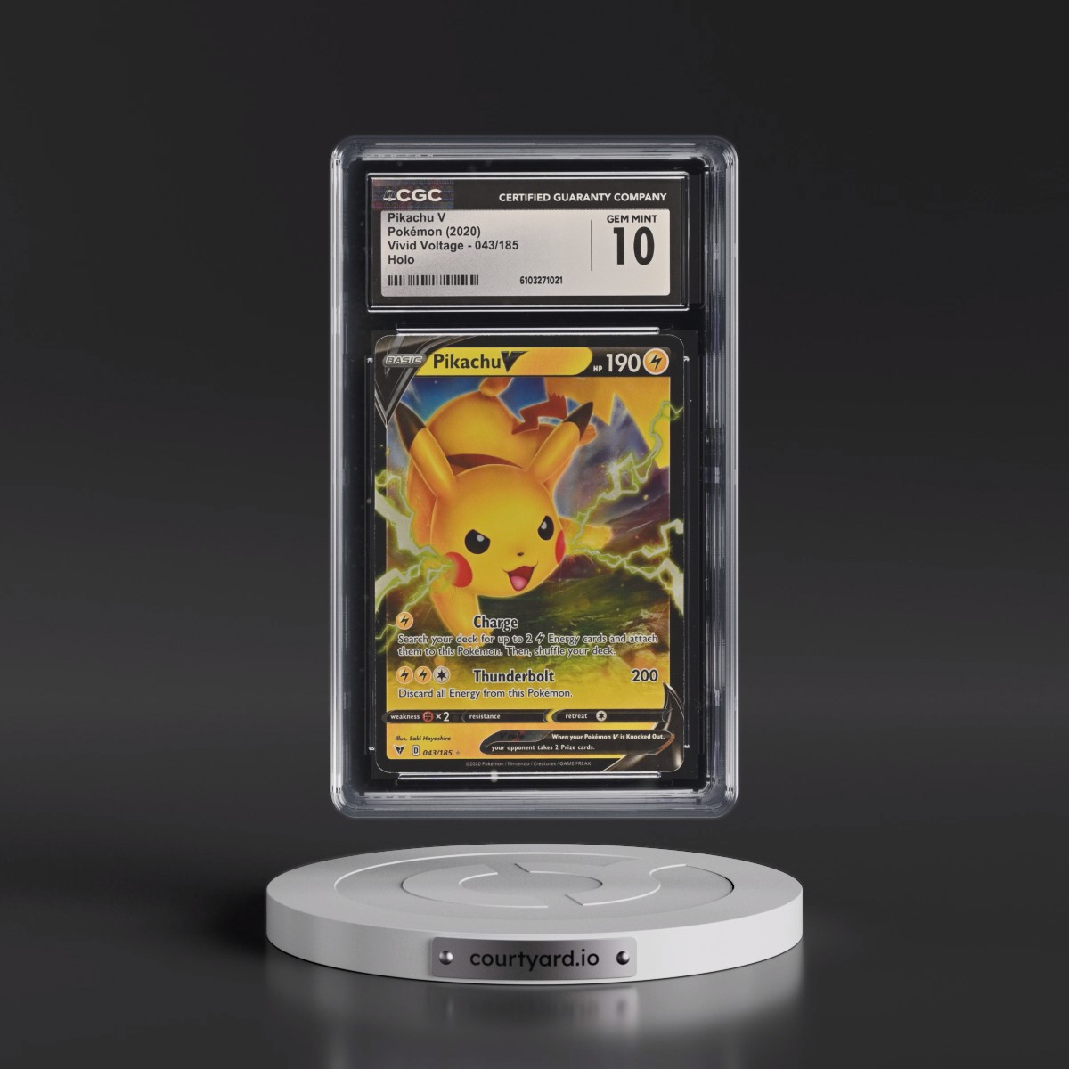 2020 Vivid Voltage #043/185 Pikachu V - Holo (CGC 10 GEM MINT)