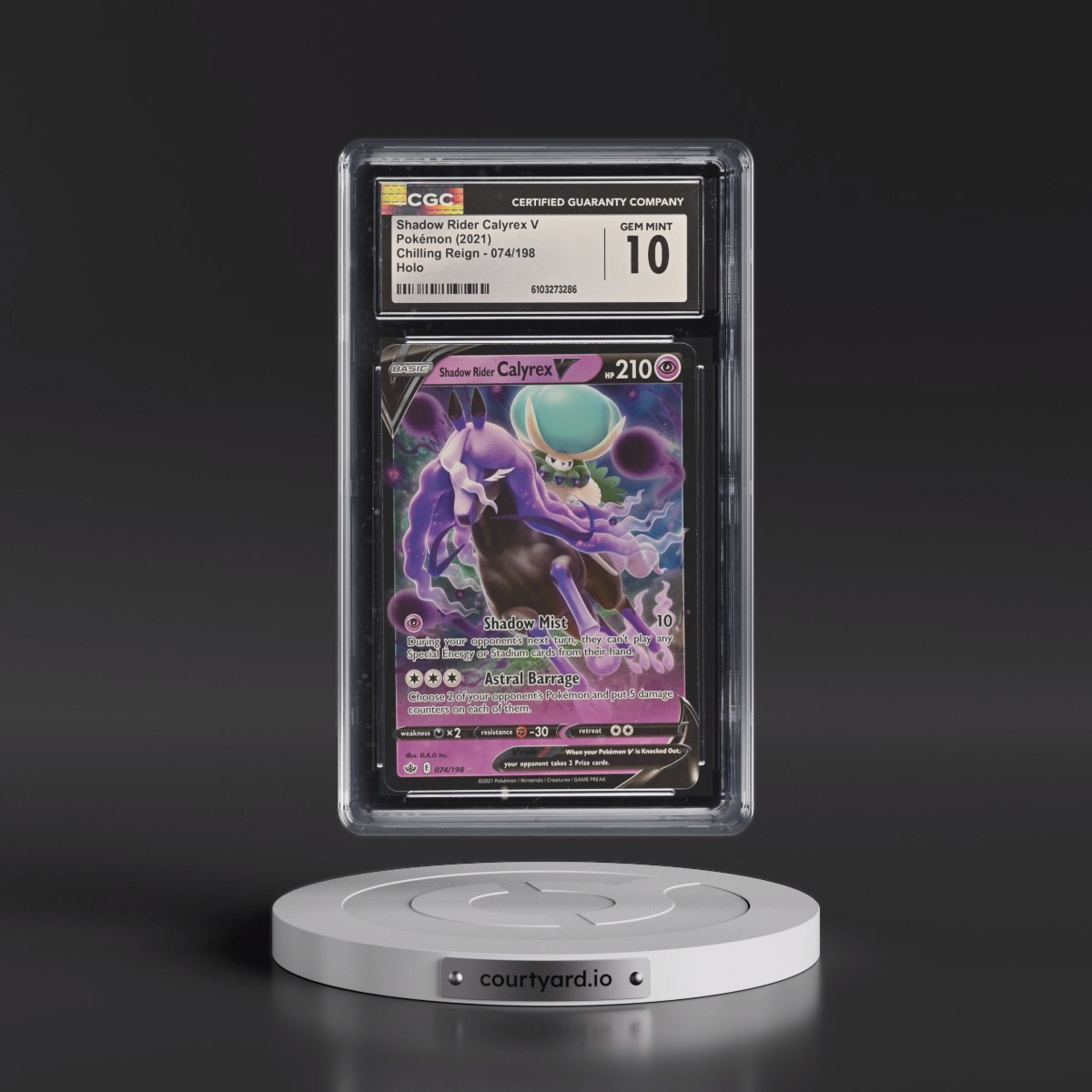 2021 Chilling Reign #074/198 Shadow Rider Calyrex V - Holo (CGC 10 GEM MINT)