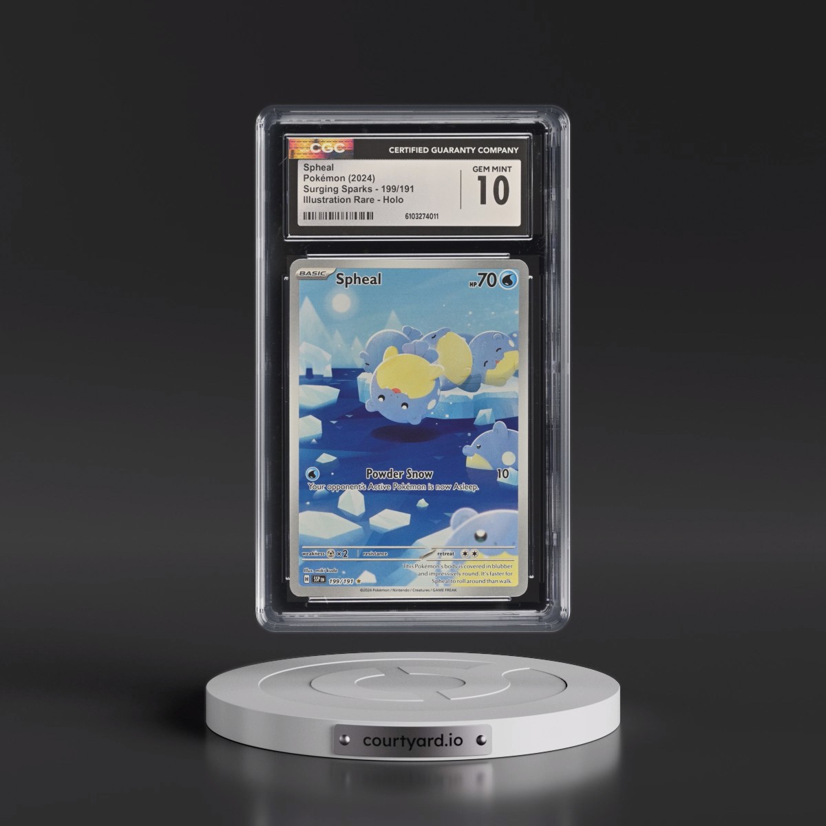 2024 Surging Sparks - SSP EN #199/191 Spheal - Illustration Rare Holo (CGC 10 GEM MINT)