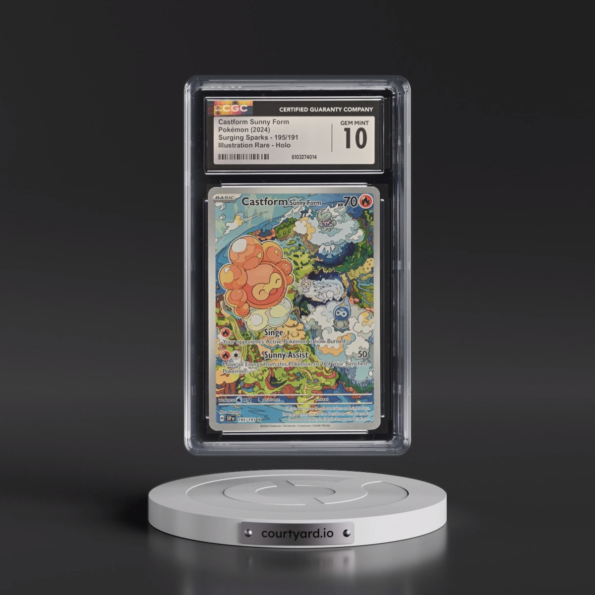 2024 Surging Sparks - SSP EN #195/191 Castform Sunny Form - Illustration Rare Holo (CGC 10 GEM MINT)