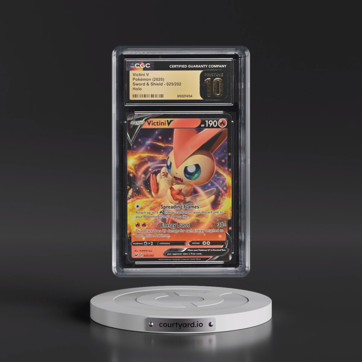 2020 Sword & Shield #025/202 Victini V - Holo (CGC 10 PRISTINE)